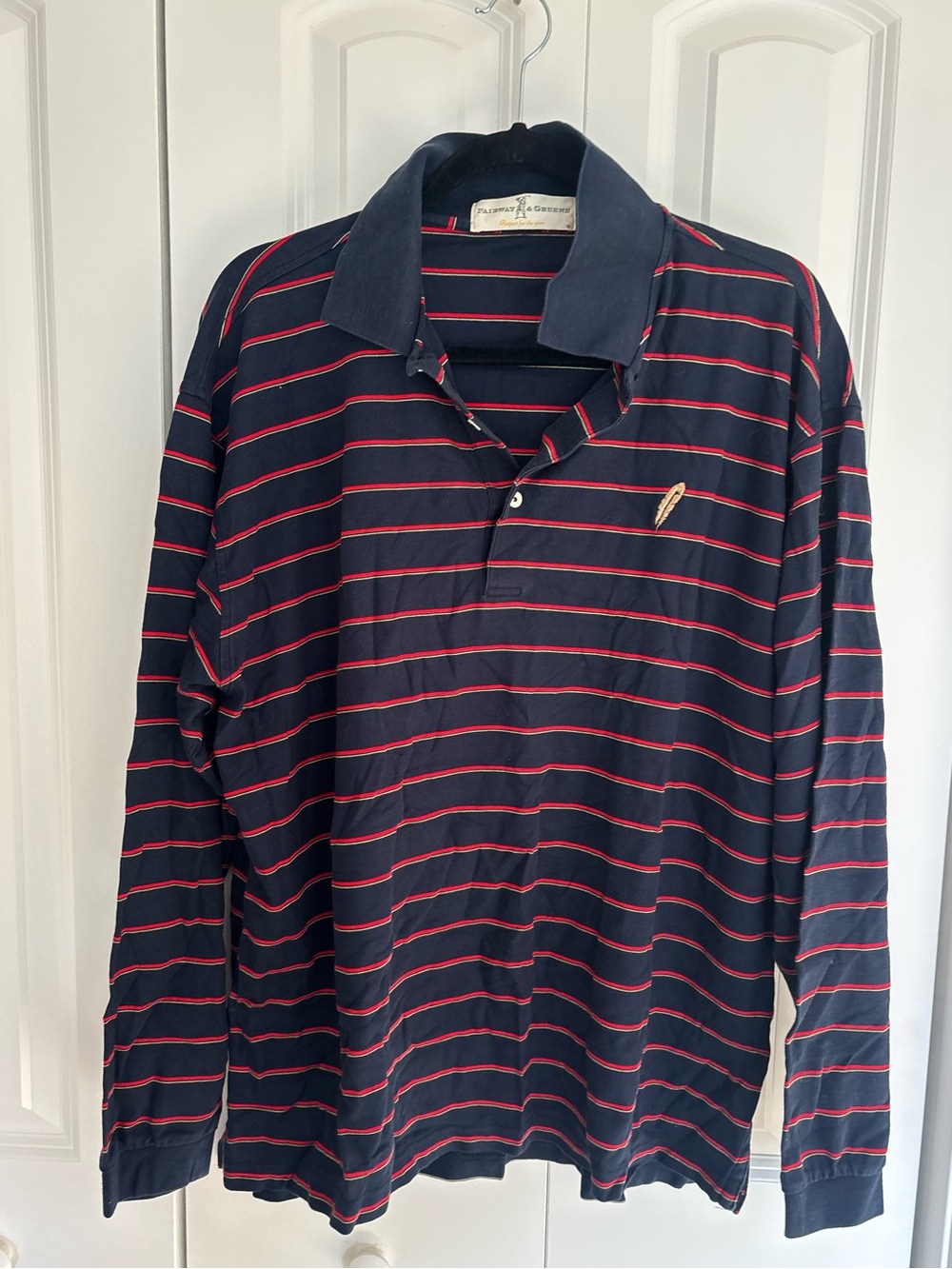 Vintage Fairway & Greene Navy Red Strip Golf Polo 100% mercerized cotton y2k